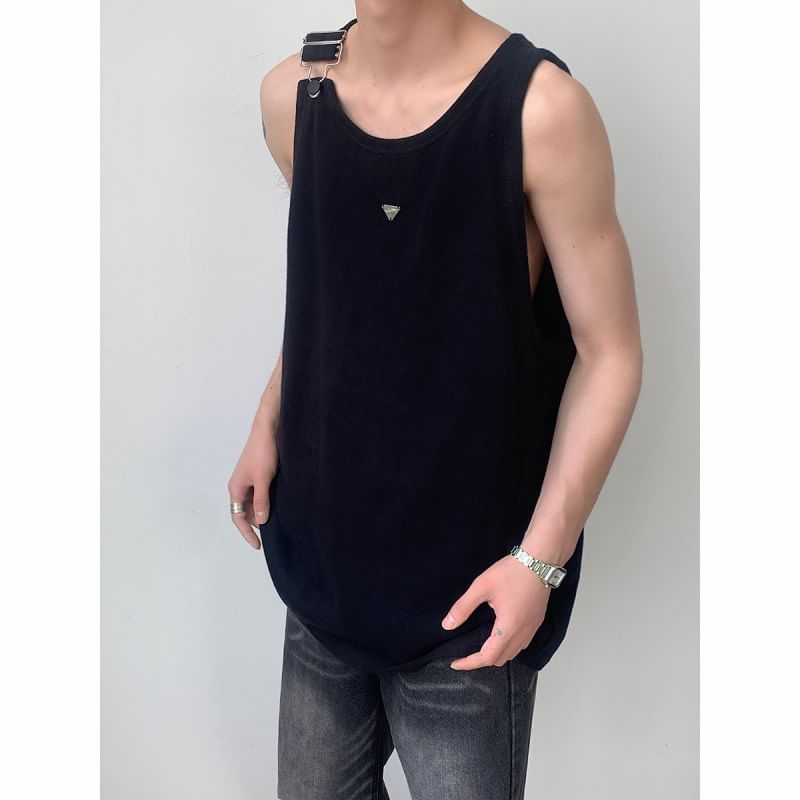 Breeson - Effen tanktop met studs en gesp