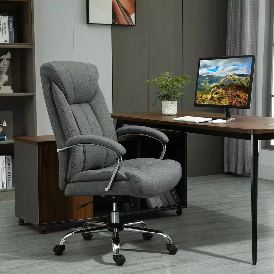 Vinsetto Bürostuhl Ergonomisches Design, Atmungsaktiver Polyester-Bezug Grau