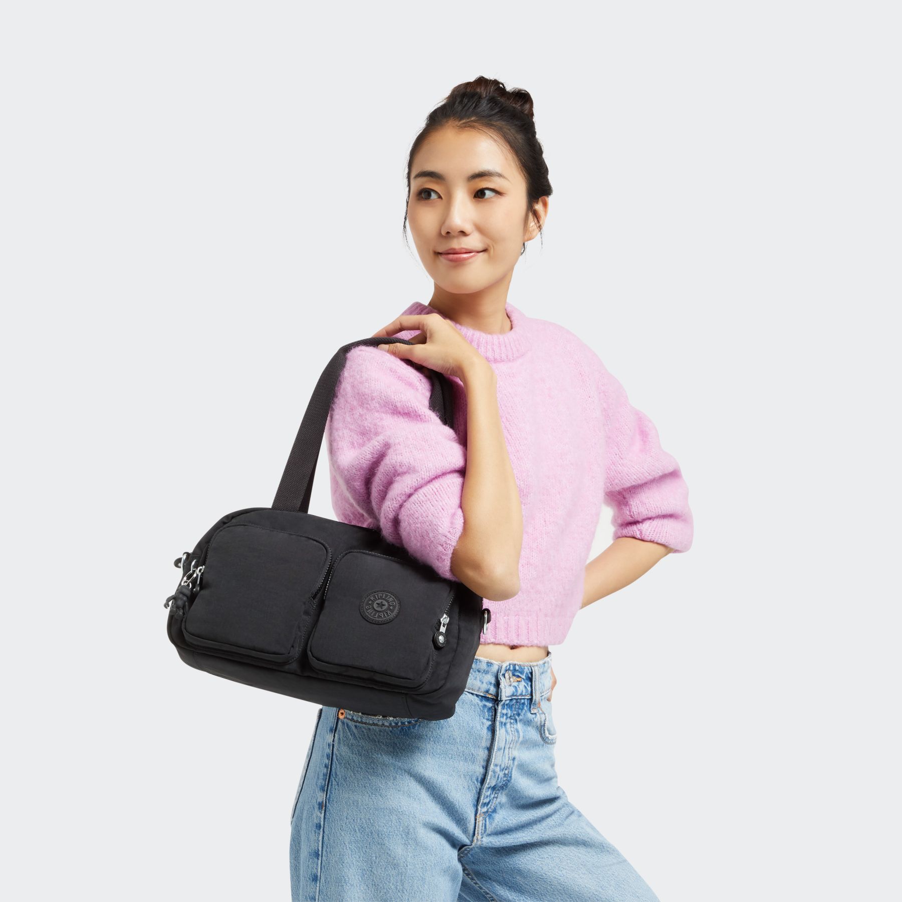 COOL DEFEA Sac Épaule Taille Moyenne avec Sangle Détachable - Black Noir