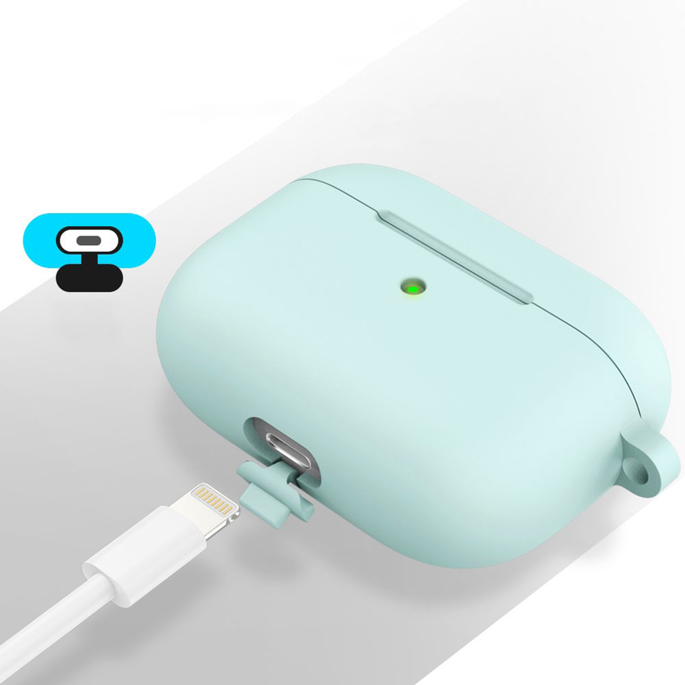 AirPods (3. Generation) Silikon Schutzhülle Abdeckung mit Karabinerhaken - Mint