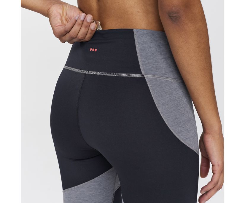 Saucony Time Trial Crop Hardloopbroek Lang Grijs/Zwart Dames