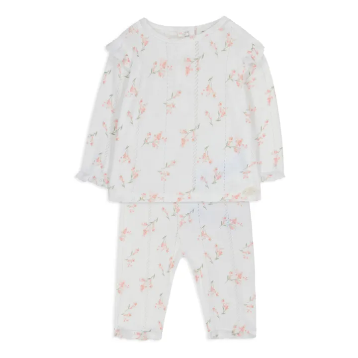 Tartine et Chocolat Ensemble de Pyjama Fleuri | Blanc