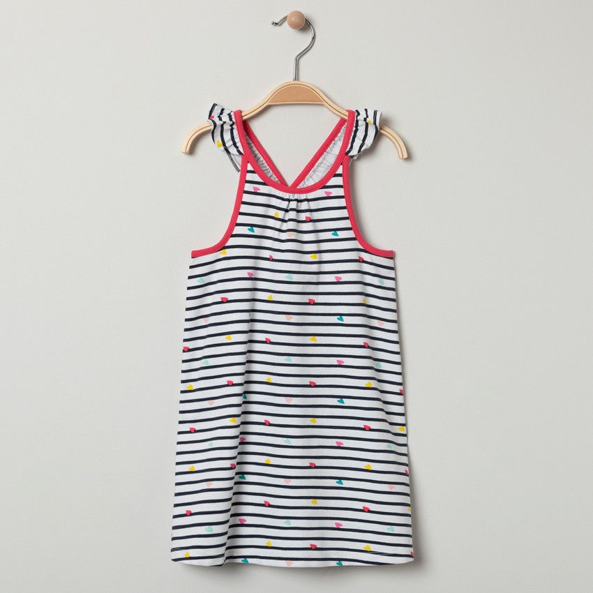 Robe imprimées all-over à bretelles volantées - Bleu marine