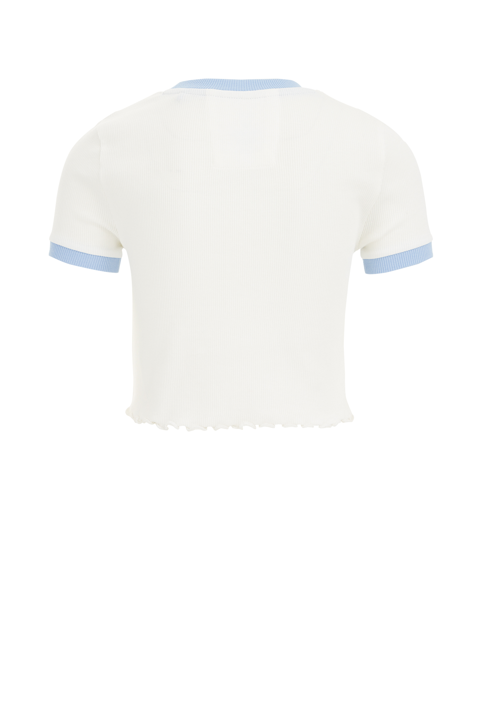Meisjes cropped T-shirt van ribstof WE Fashion Wit