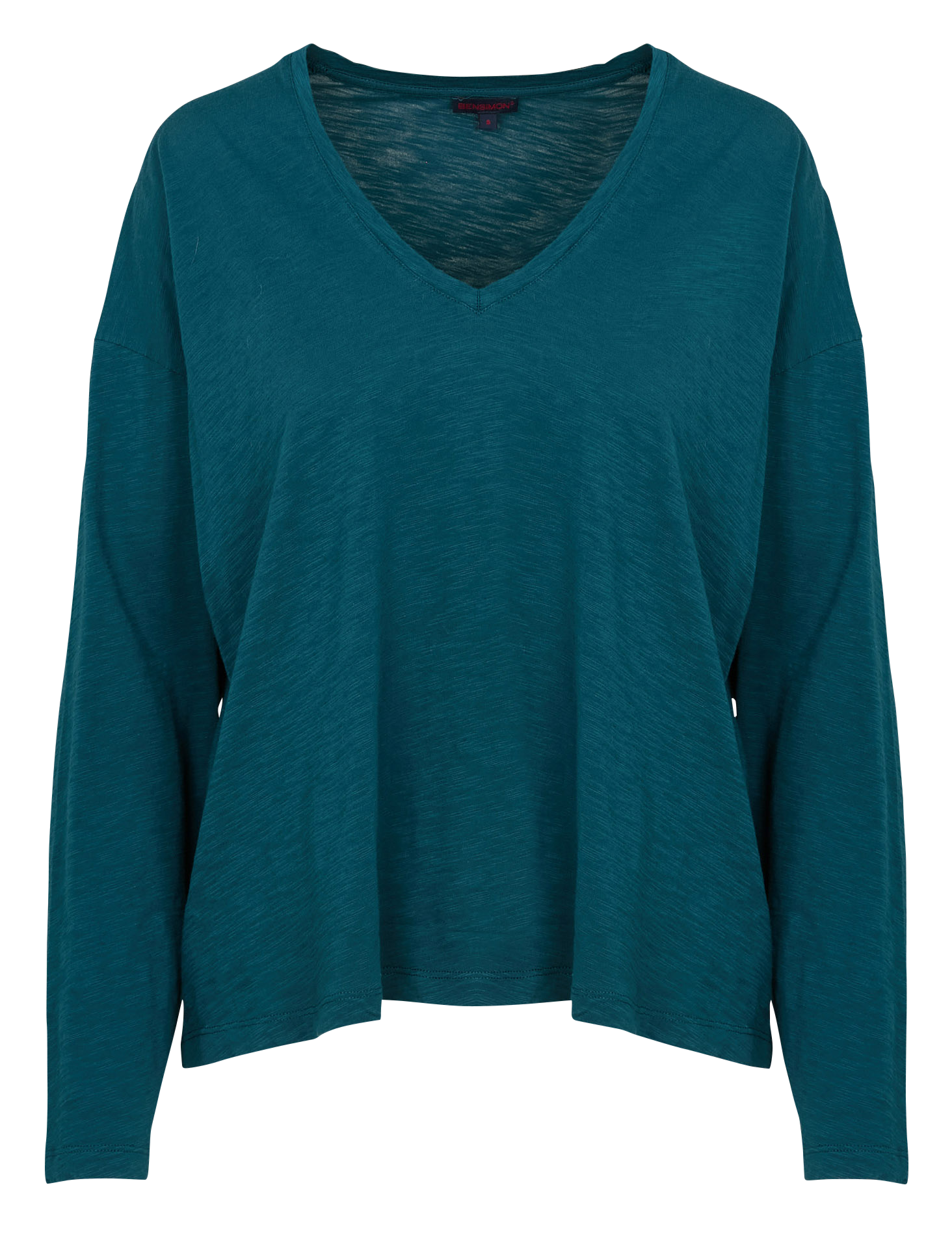MOICK - Tee-shirt ample col V en coton | Bleu