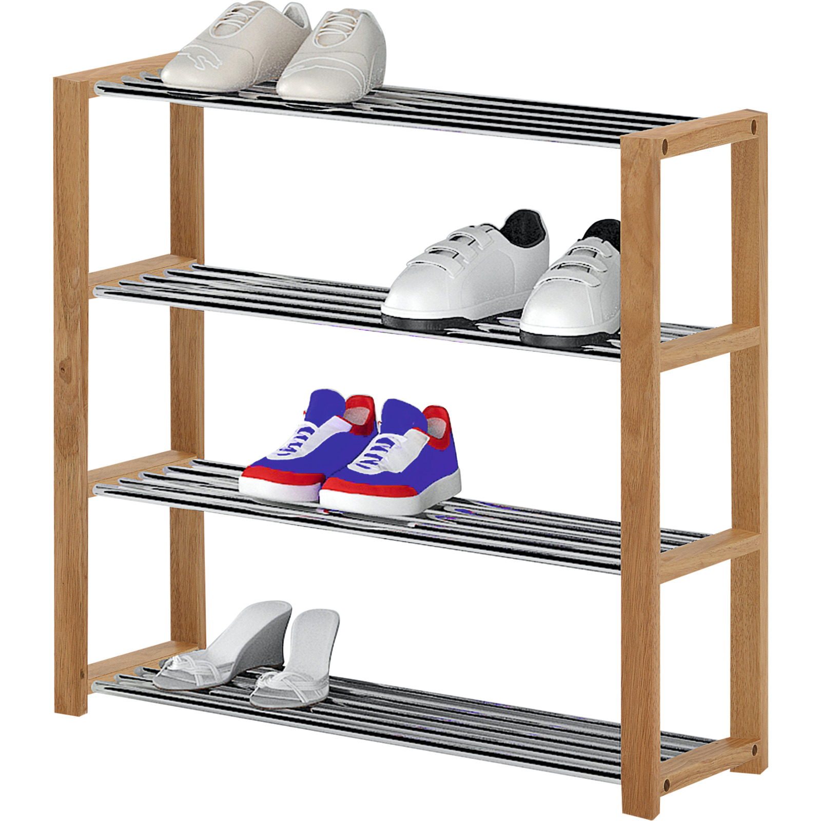 Schuhregal Tamara Kiefer massiv Natur Chromfarben 80 x 78 x 30 cm