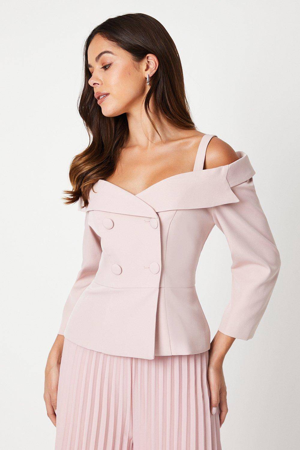 Coast Veste Peplum à Épaules Dénudées et Manches 3/4