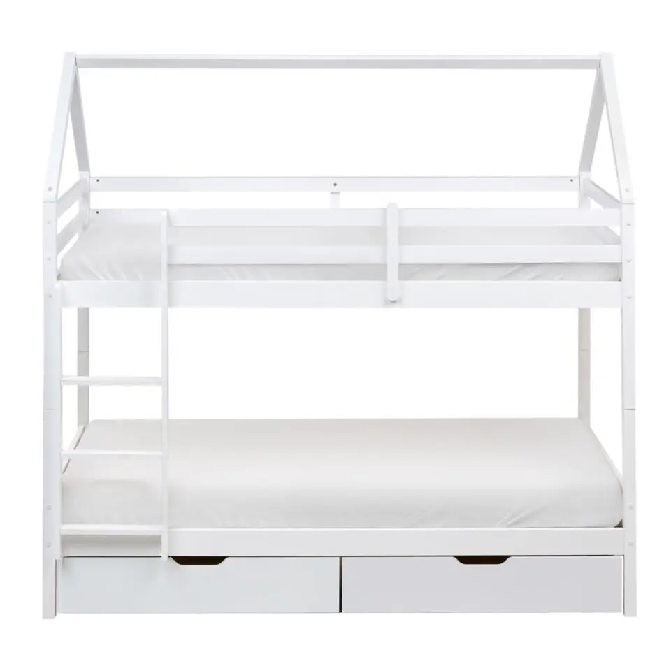 TERNAS - Hoogslaper met opberglades - Wit - 90 x 200 cm - Dennenhout