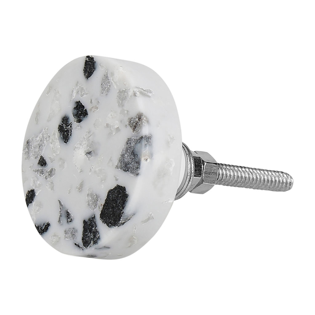Bouton de meuble céramique disque terrazzo gris