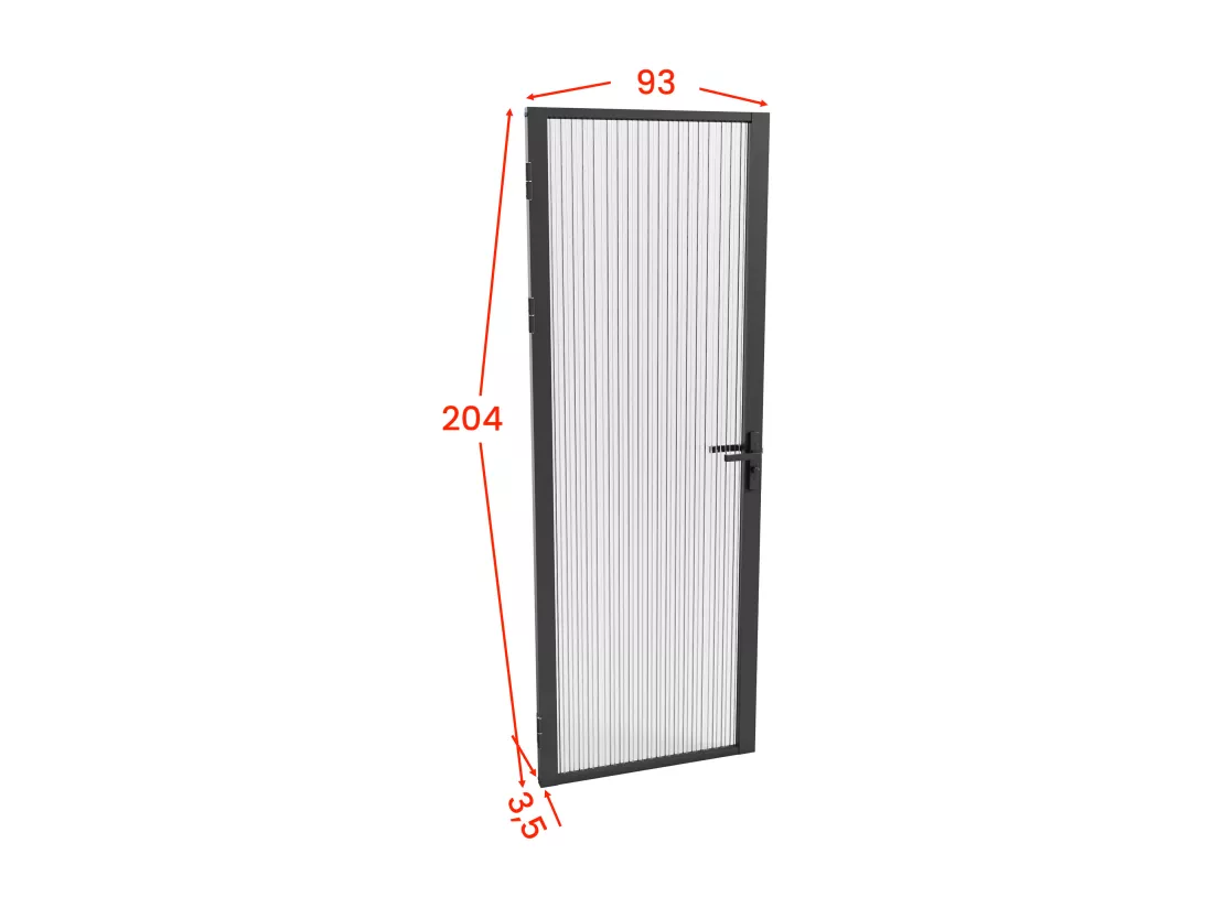 Bloc porte réversible en aluminium et verre trempé texturé - H204 x L93 cm - Noir - LOXTON