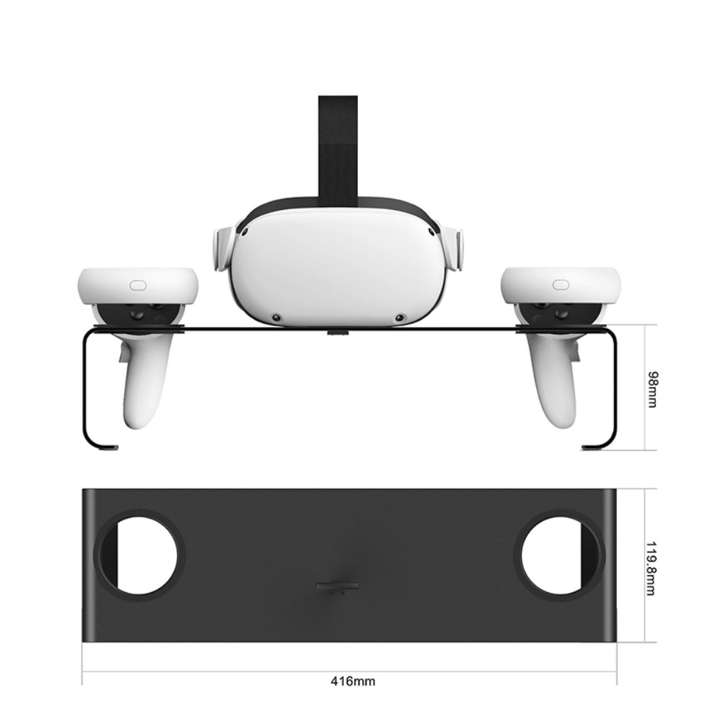 2in1 Meta Quest / Oculus Quest 2 Edelstahl Halterung für VR Brille und Controller - Schwarz