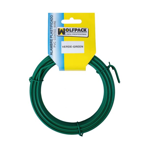 WOLFPACK Alambre Plastificado (rollo 15 Metros) Verde Nº 16 / 2.7 mm. Af 01010510