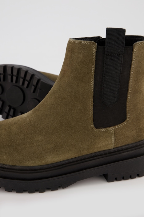 Leder-Chelsea-Stiefeletten, Veloursleder, Weite H