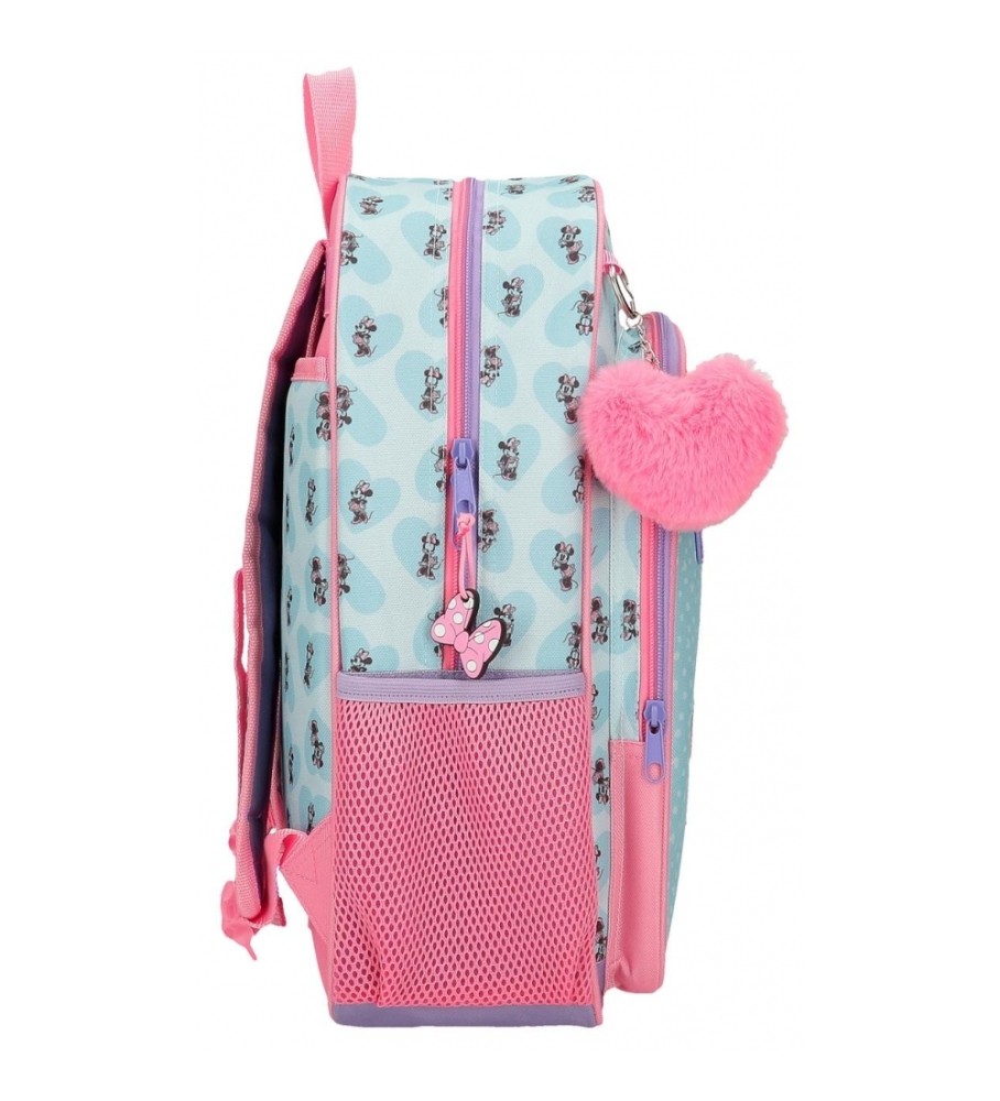 Disney Mochila escolar adaptable a carro My happy place  azul, rosa -30x38x12cm-