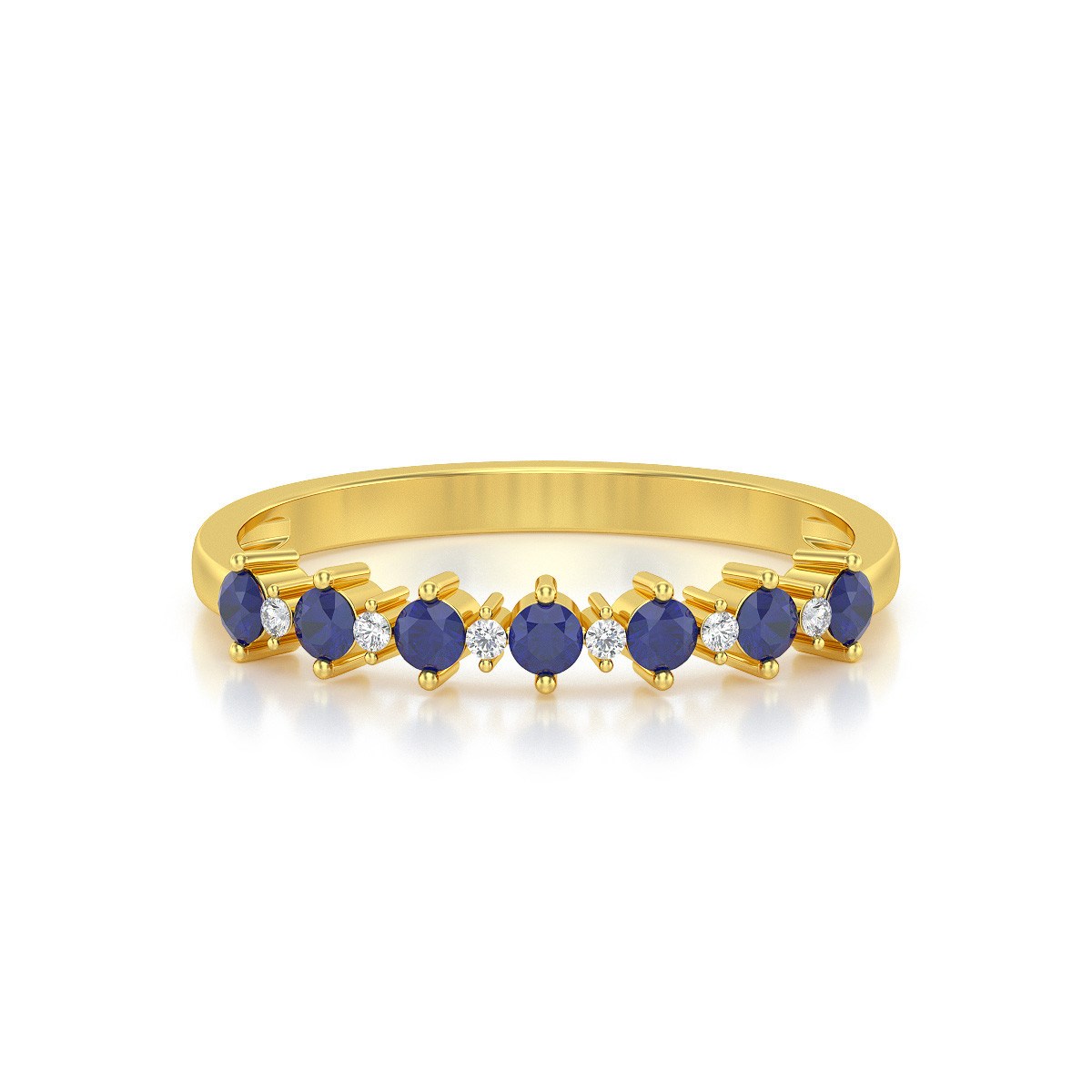 Bague ADEN Or 585 Jaune Saphir et diamants 1.7grs