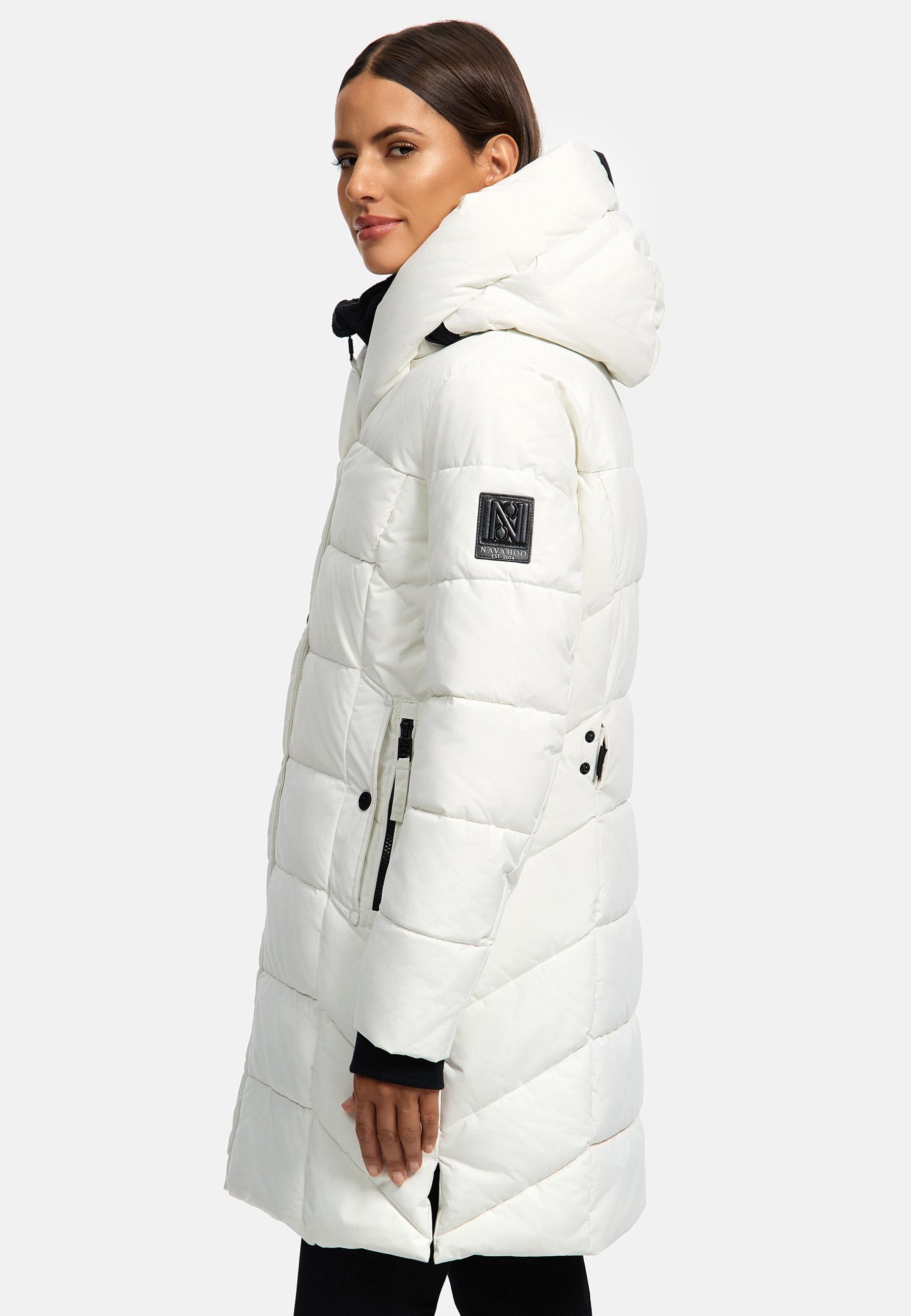 NAVAHOO Damen Winter Steppmantel Stepp Jacke Mantel Parka mit Kapuze Knutschilein