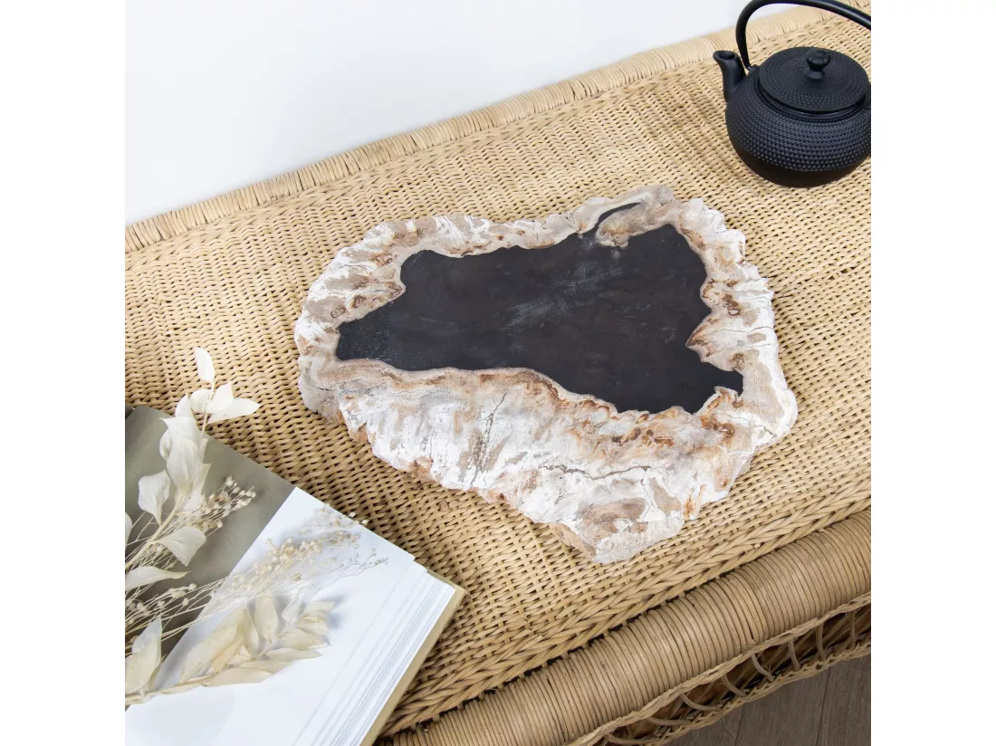 Now's Home - Plateau De Presentation En Bois Petrifie Nuances 30x34x2cm Palu