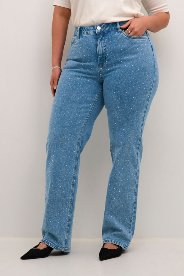 Kaffe Curve KCthura Embellish Jeans Medium blue denim