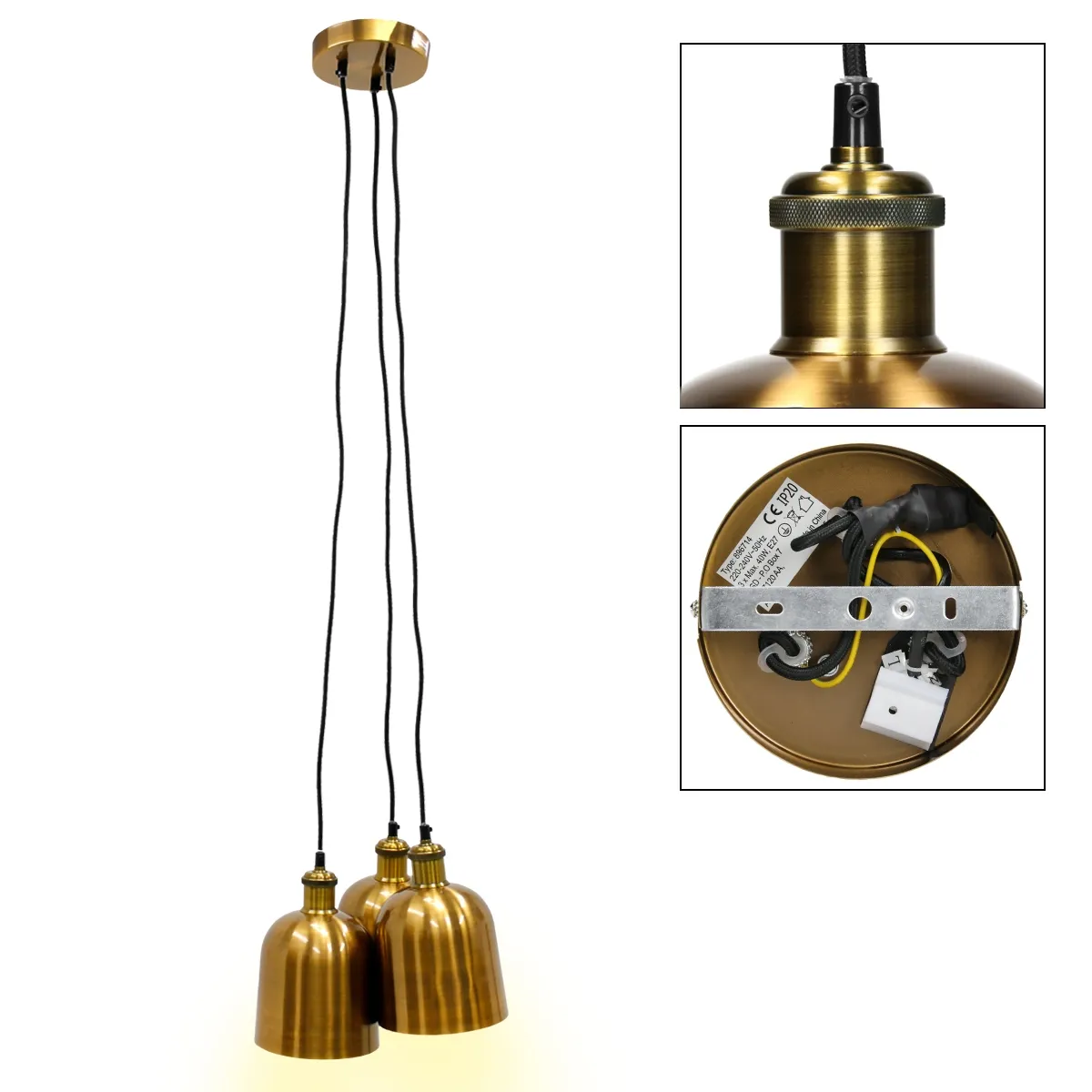 ECD Germany Lampe 3 Flammes Métal
