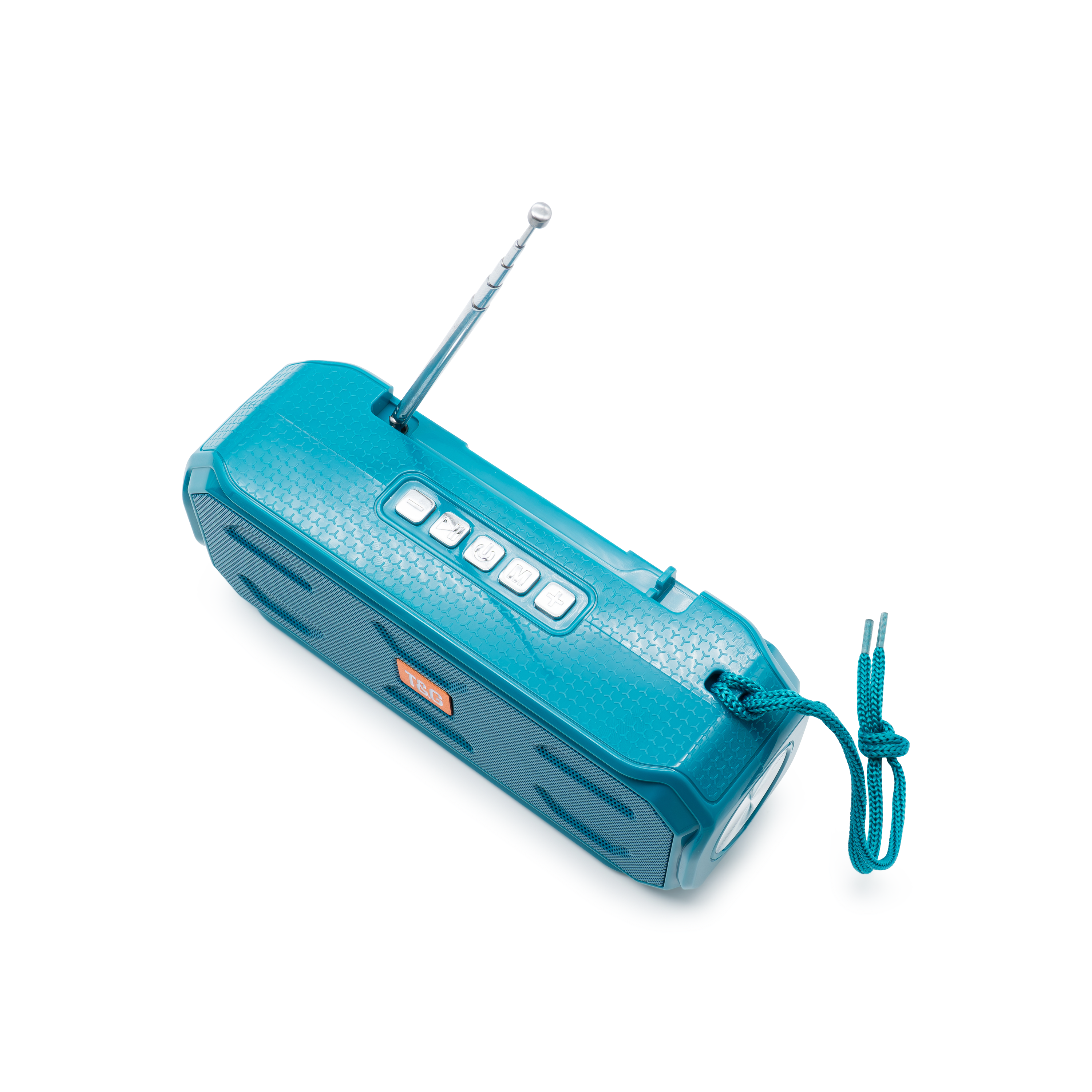 3in1 Bluetooth 5.0 Lautsprecher FM Radio Solar Powerbank 1200mAh   Taschenlampe (MicroSD Slot   Aux In) - Türkis
