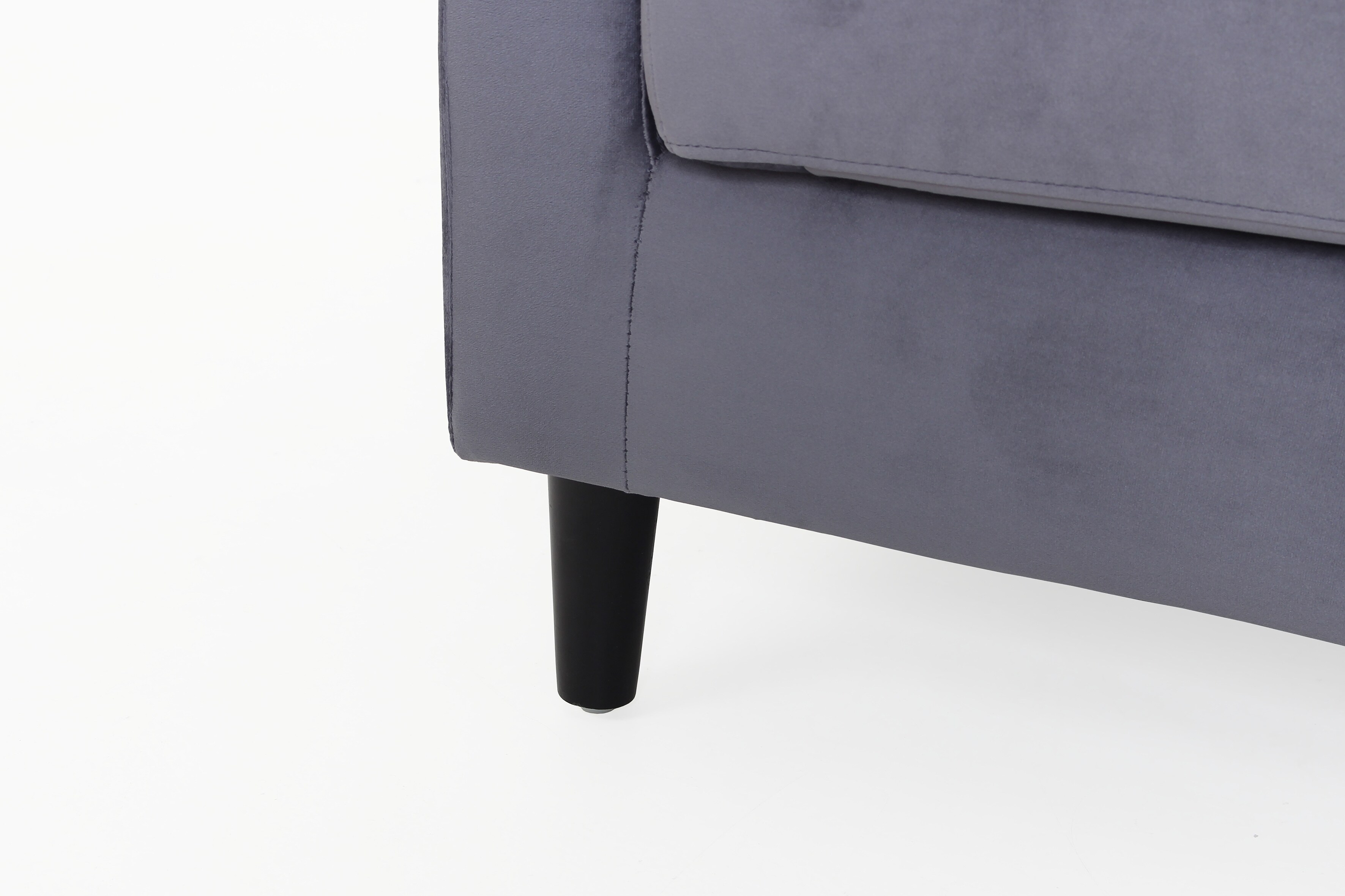 byLIVING Ecksofa ATLANTA, Samtbezug dunkelgrau, Gestell Rubberwood schwarz
