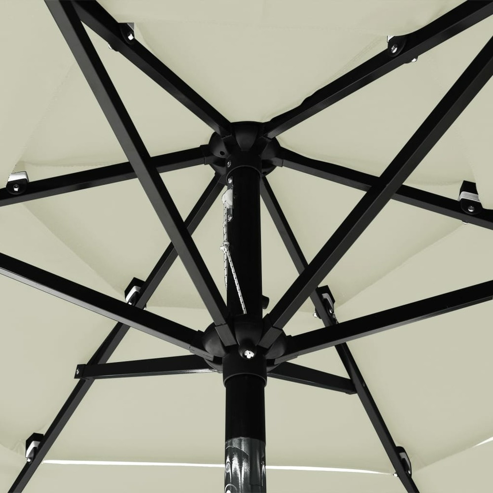 Parasol à 3 niveaux avec mât en aluminium 2 m sable