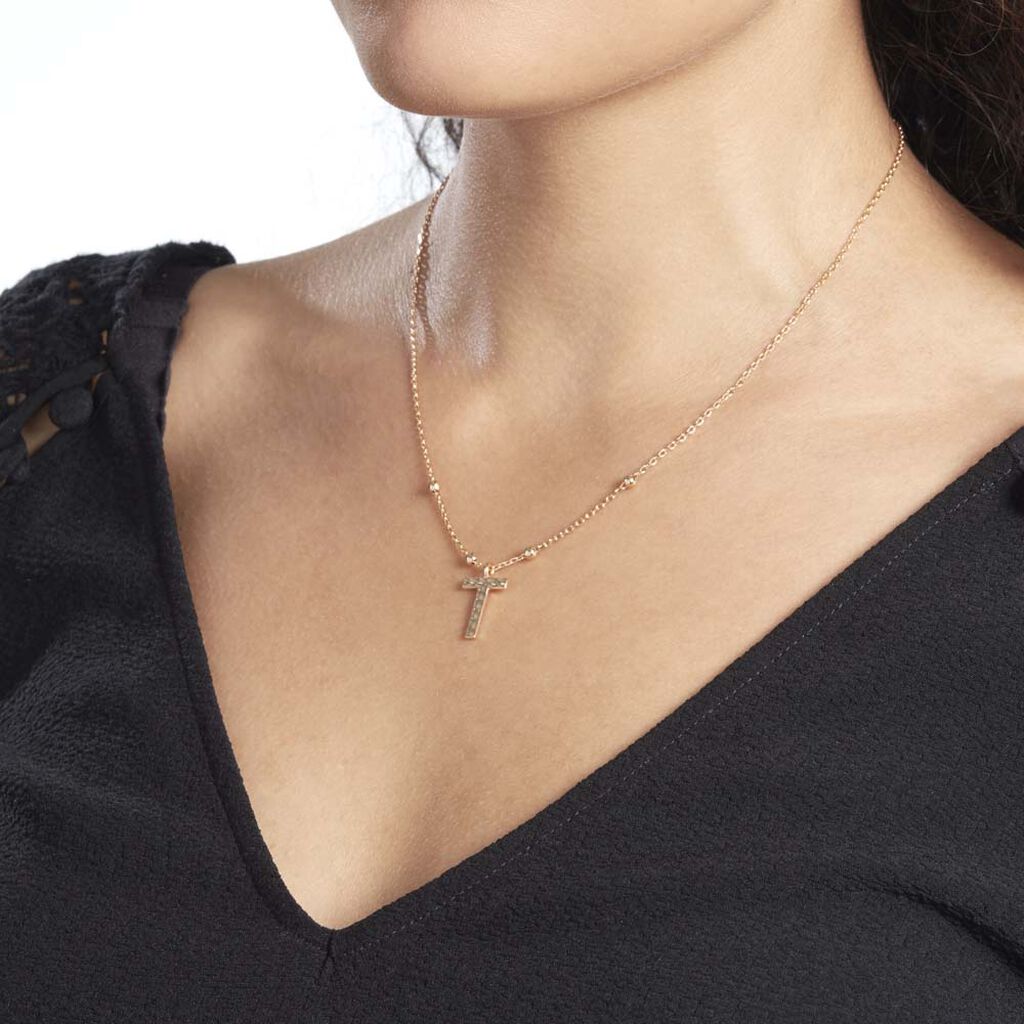 Collier Plaqué Or Jaune Lettra