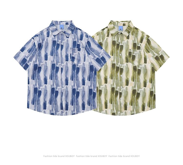 Capbrew - Tie-dye overhemd met korte mouwen en knoopjes