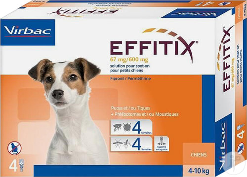 Virbac Effitix Spot-On Antiparasitaire Solution Externe Chien 4-10kg Pipettes 4 Pièces