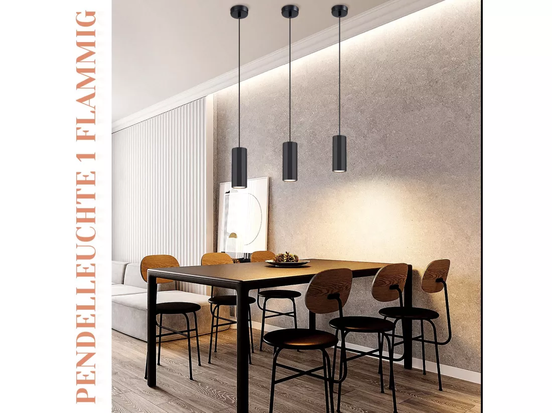 NETTLIFE Suspension métal noir diamètre 170 cm GU10 1 flamme salon moderne industriel pour salle à manger intérieur cuisine chambre