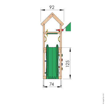Speeltoestel Jungle Gym Patio douglas met glijbaan donker groen