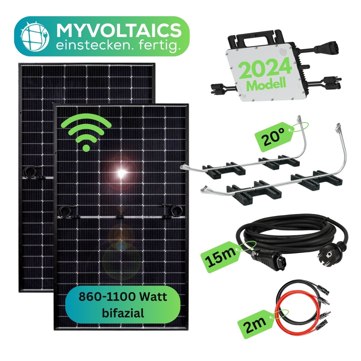 MyCarport Balkonkraftwerk 880+ Watt – Premium transparent Variante