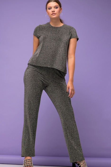 Hose, Wide Legs, Metallic-Glitter, Elastikbund