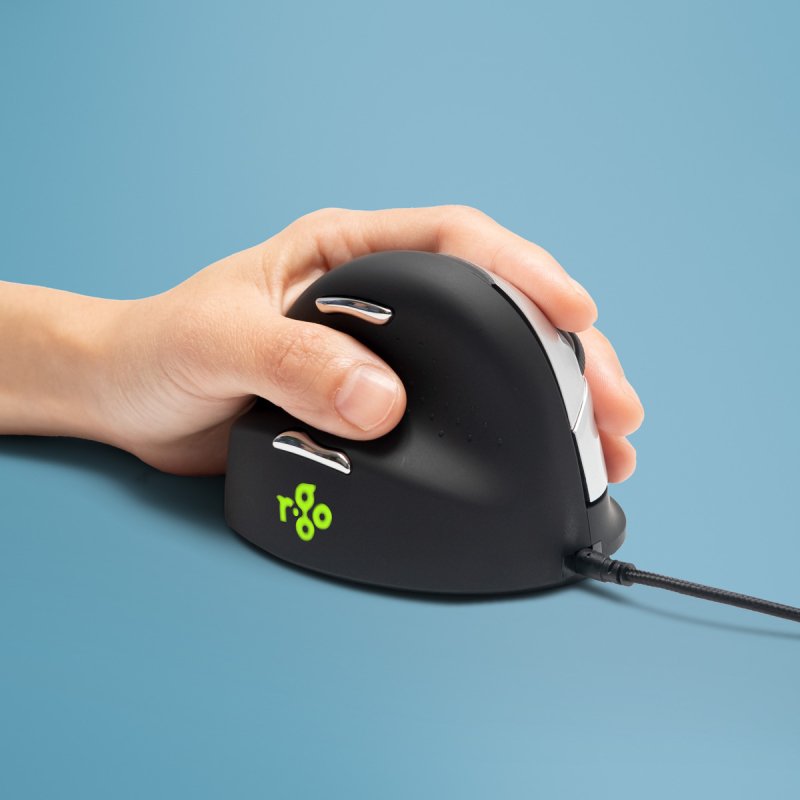 R-Go Tools Souris Ergonomique R-Go HE Break avec logiciel de pause, gaucher, moyen (longueur de la main 165-185 mm), filaire, noir