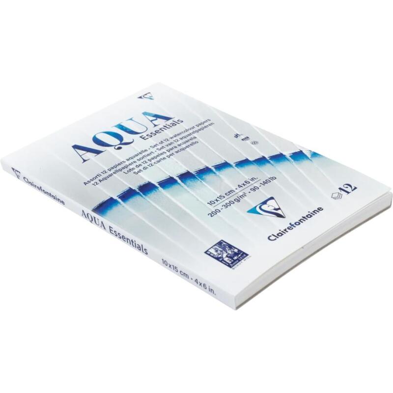 Aqua Essentials bloc collé 12 papiers aquarelle assortis 10x15cm 12F 200g-300g