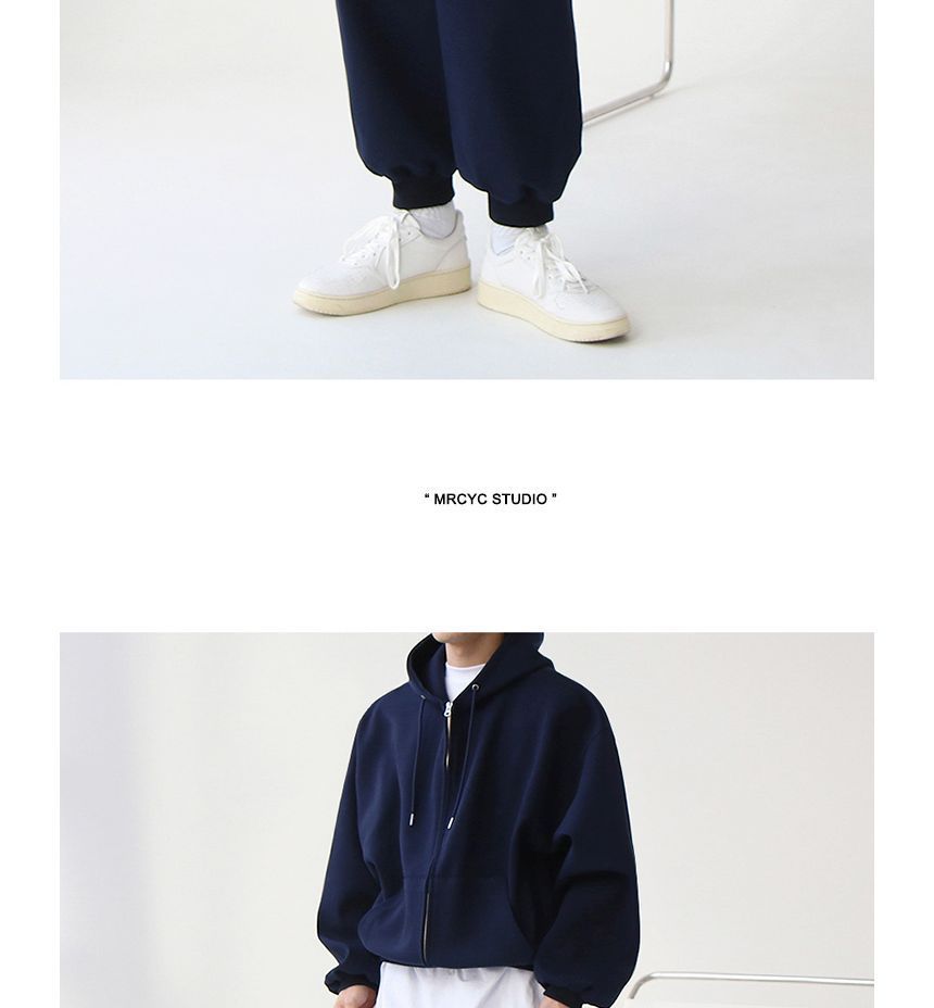 MRCYC - Effen hoodie met rits / Cropped harembroek met hoge taille