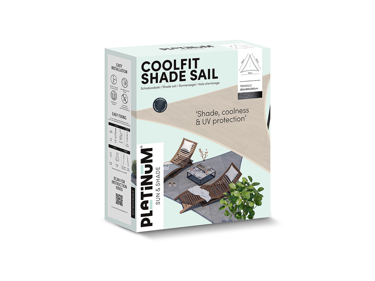 Platinum Coolfit 3,6m greige driehoek schaduwdoek