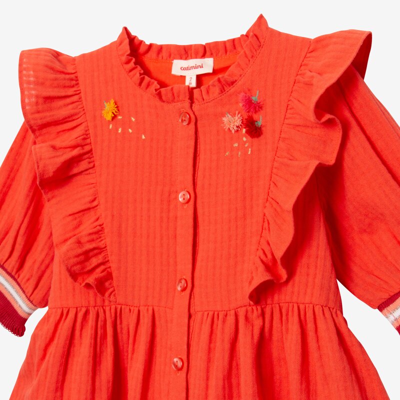 Robe bébé fille à volants orange Catimini Orange