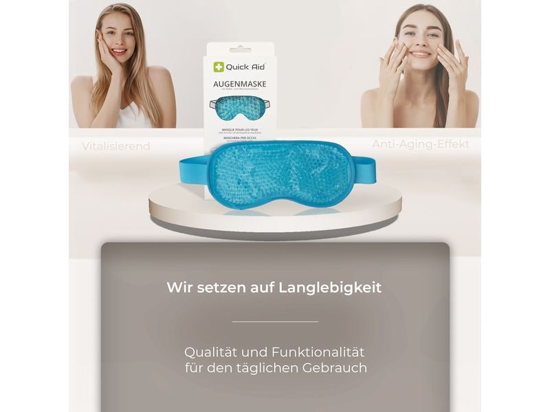Quick Aid Augenmaske mit Kälte- und Wärmefunktion 1 Stück Augenmaske mit Gel-Perlen und Vlies