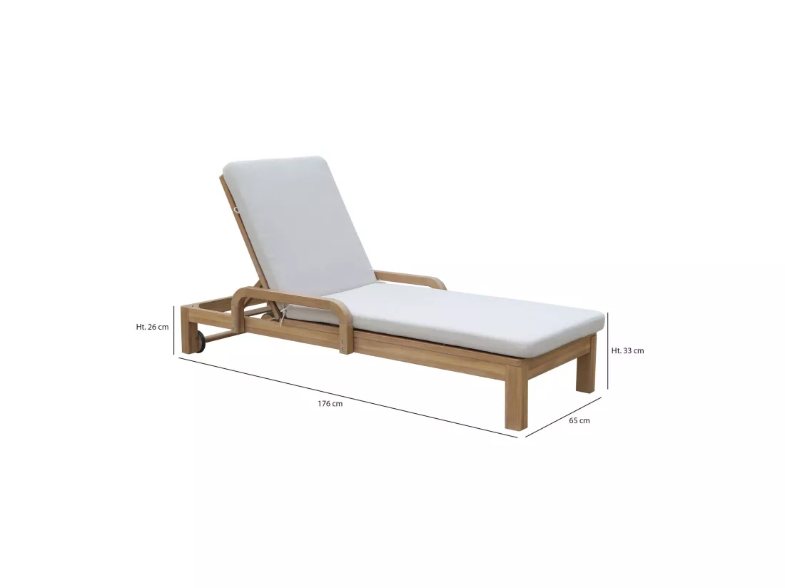 Now's Home - Lot De 2 Chaises Longues En Bois D'acacia Et Matelas Ecru