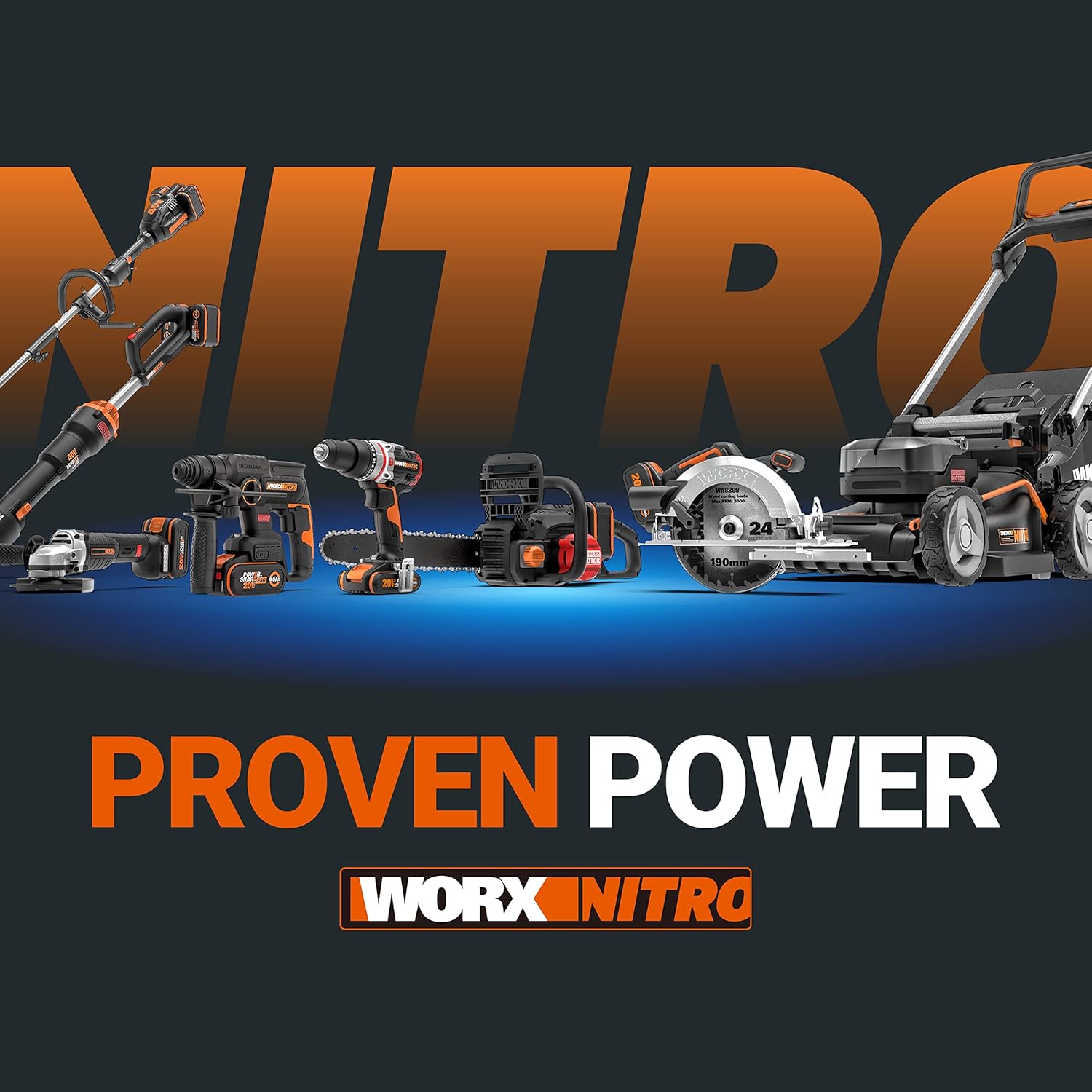 WORX WG263E.9 Nitro Akku Heckenschere 20V, gleichmäßige Schnitte mit weniger Vibration, leistungsstarker bürstenloser Motor, 54cm Schnittlänge, 27mm Zahnabstand, ohne Akku & Ladegerät