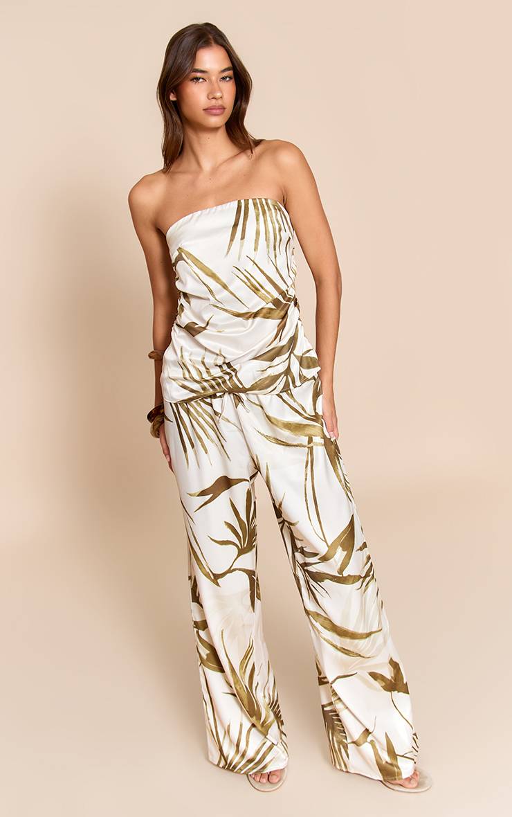 Vert Pantalon Large En Satin