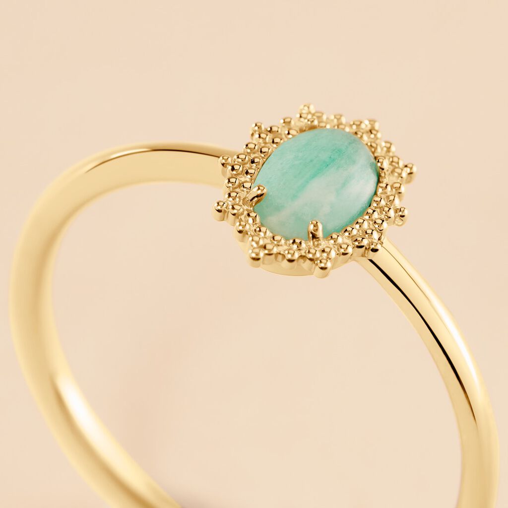 Bague Vintage Love Plaqué Or Jaune Amazonite