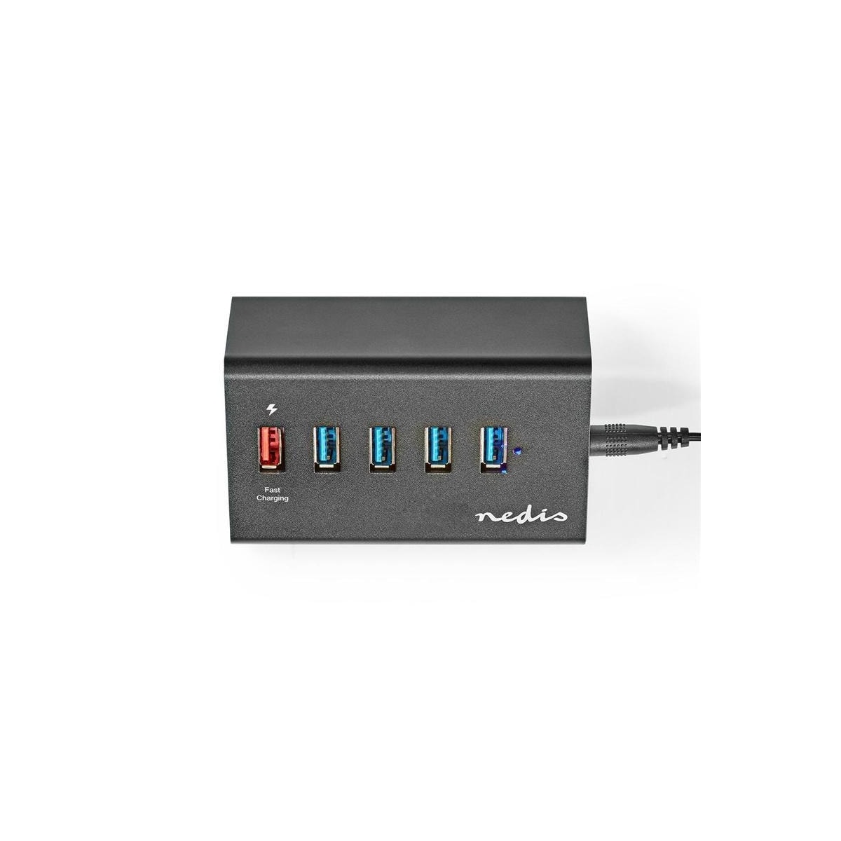 Nedis USB-hub | USB Micro-B Female | USB-A Hun | 5-Port port(s) | QC3.0 / USB 3.2 Gen 1 | Nettstrøm drevet / USB-Strøm | 5 Gbps | 5x USB