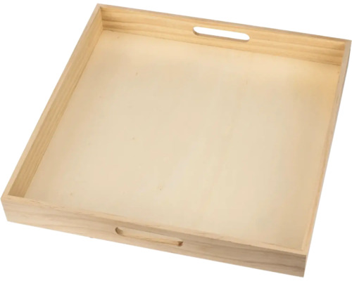 Houten dienblad met handvat, 40x40x5 cm
