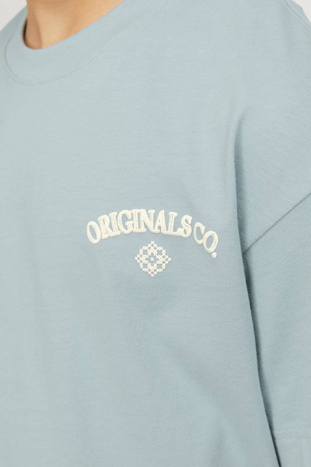 JACK & JONES T-shirt JORSANTORINI met backprint lichtblauw