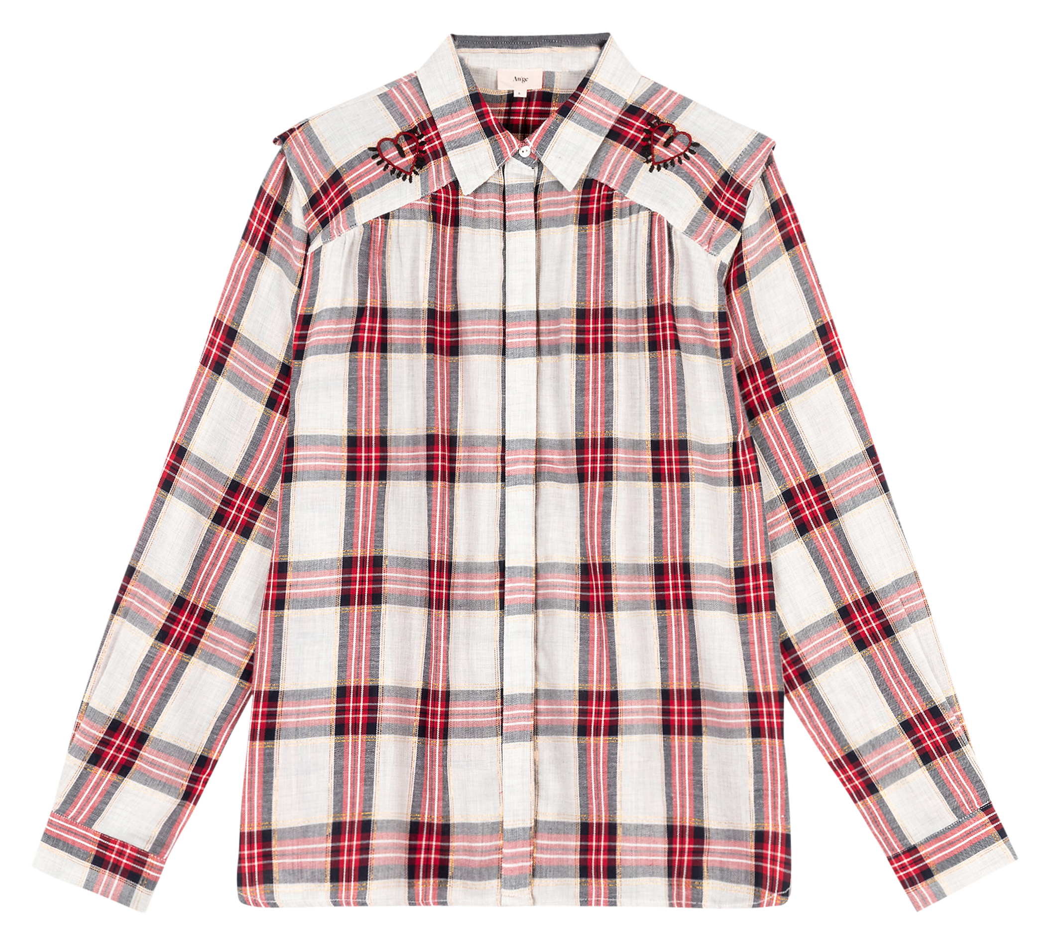 SALOMIA - Chemise droite en coton mélangé imprimé | Rouge