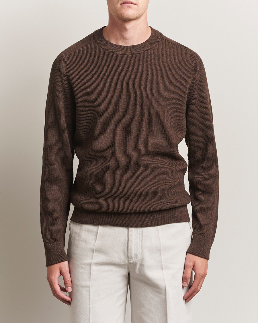 NN07 Kevin Cotton Knitted Sweater Demitasse Brown