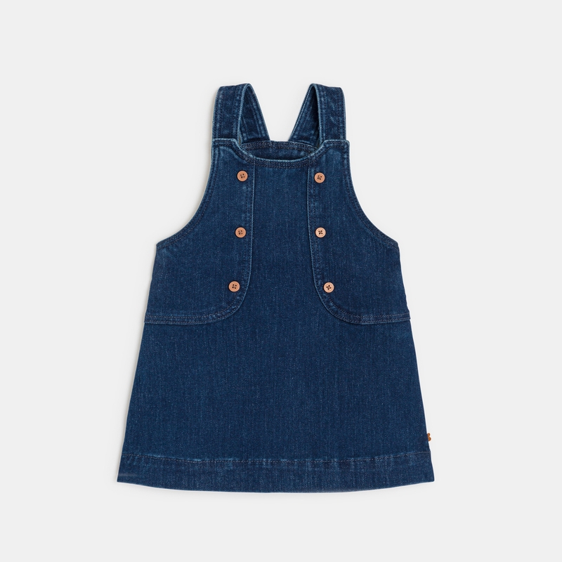 Robe salopette denim bleue bébé fille