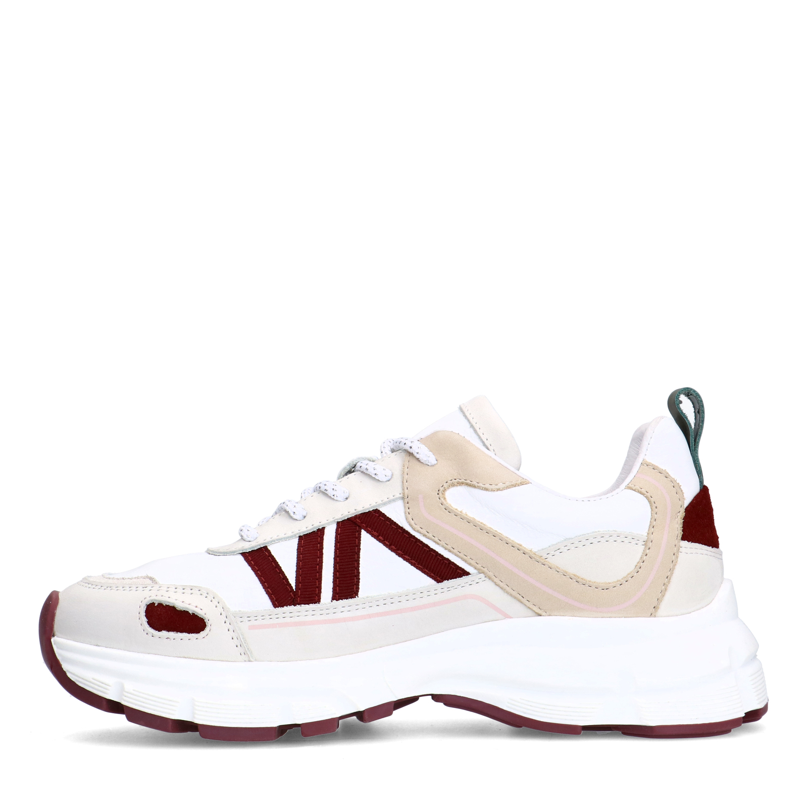 Witte leren sneakers met beige details